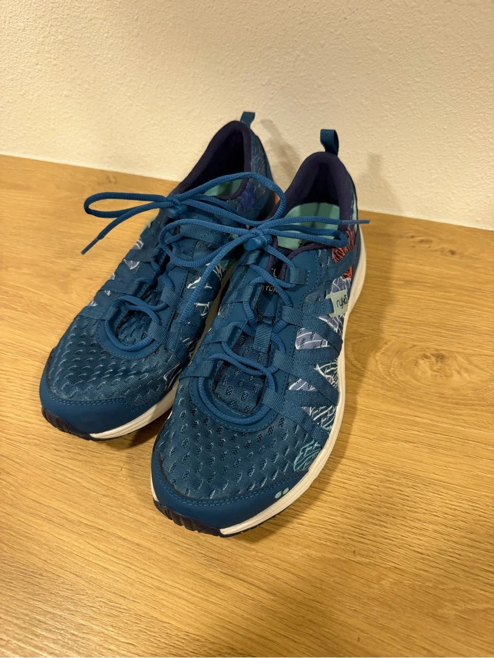 Ryka Teal Blue Athletic Walking Sneakers with Multi-Color Accents